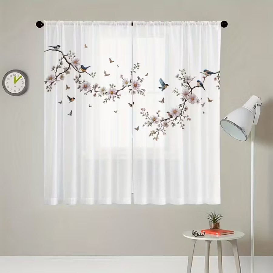 2PCS Digital Print Sheer Curta - đánh giá và giá Garden Camera